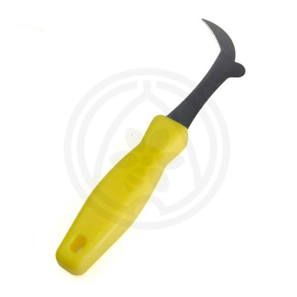 Pčelarski nož sa kukom i žutim plastičnim rukohvatom, Cr (inox)